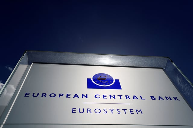 The logo of the European Central Bank (ECB) is pictured outside its headquarters in Frankfurt, Germany, April 26, 2018. REUTERS/Kai Pfaffenbach