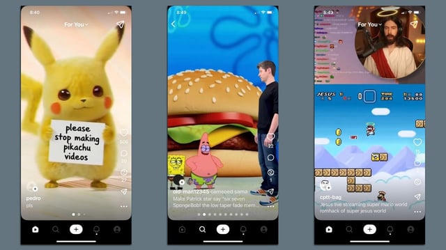 Screenshots of AI-generated video from the Sora app. Credit: OpenAI
