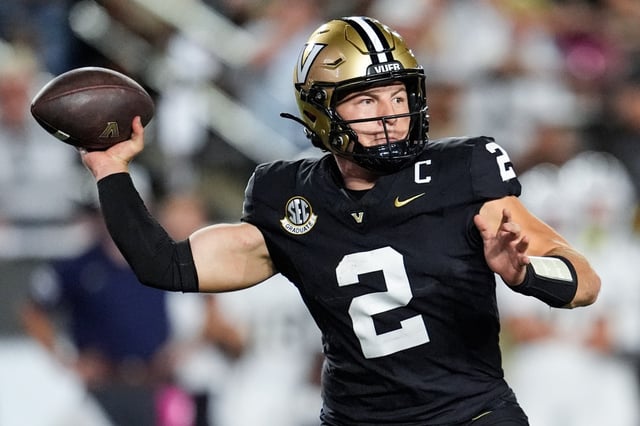 Vanderbilt quarterback Diego Pavia during a game against Charleston Southern on Aug. 30, 2025.