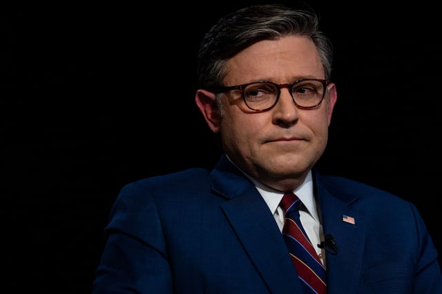 WASHINGTON, DC - SEPTEMBER 30: Speaker of the House Mike Johnson (R-LA) makes an appearance on CNN's "The Source with Kaitlan Collins" in the Cannon House Office Building at the U.S. Capitol on September 30, 2025 in Washington, DC. If lawmakers fail to reach a bipartisan compromise then the federal government will shutdown at midnight. (Photo by Kent Nishimura/Getty Images)