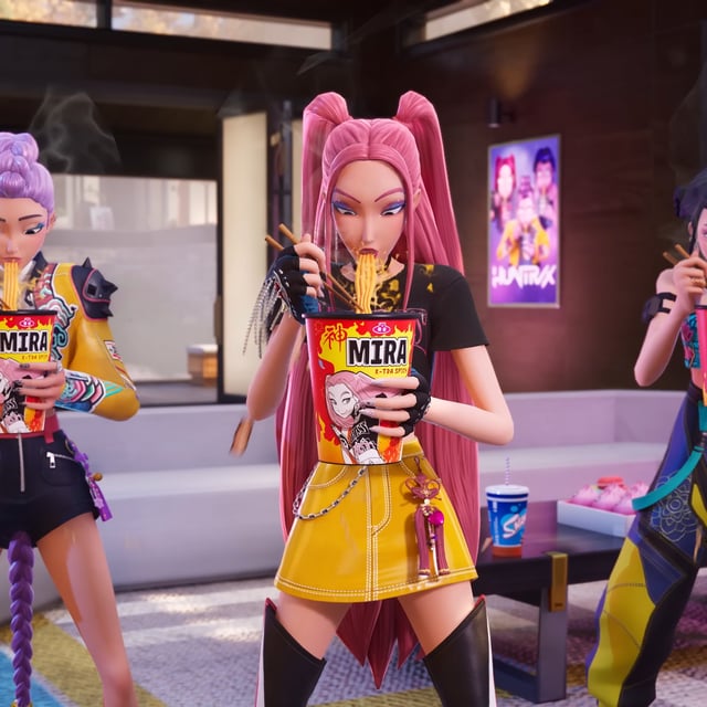Zoey, Rumi, and Mira in the Fortnite collaboration with K-Pop Demon Hunters.