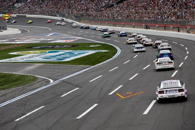 CONCORD, NORTH CAROLINA - MAY 25: A general view of racing during the NASCAR Cup Series Coca-Cola 600 at Charlotte Motor Speedway on May 25, 2025 in Concord, North Carolina. (Photo by Logan Riely/Getty Images)