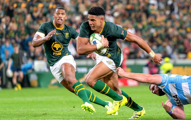 Sacha Feinberg-Mngomezulu, Canan Moodie, Ethan Hooker and Jan-Hendrik Wessels are all younger than 25, but could join an elite club of South African players who have won the Rugby Championship — and a much smaller group who have won it back to back. (Photo: Anton Geyser / Gallo Images)