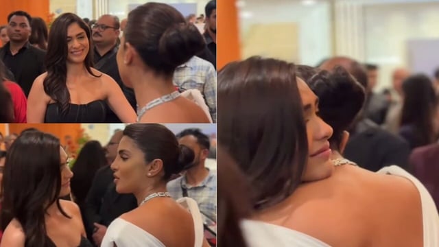 Mrunal Thakur got emotional as she hugged Priyanka Chopra at a Mumbai event.