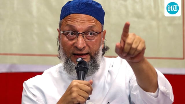 AIMIM chief Asaduddin Owaisi addresses a press conference, in Pune.