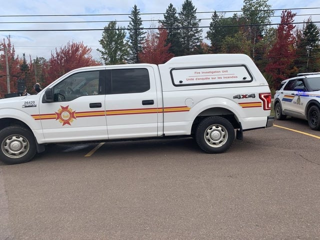  The New Brunswick Fire Marshal’s investigative truck was at the scene of a fire Sunday morning that destroyed a grocery store in Salisbury.