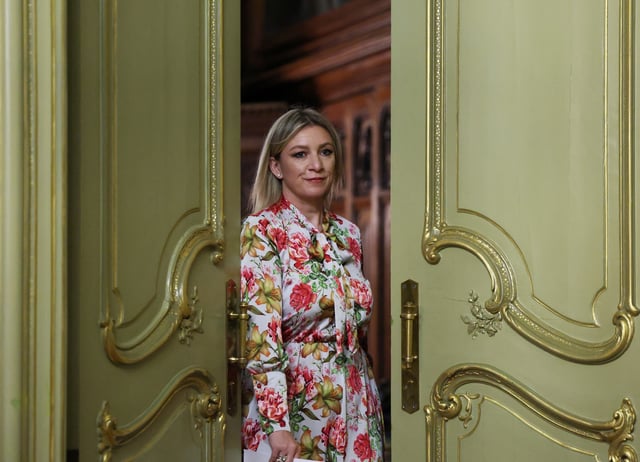 Spokeswoman of Russia's Foreign Ministry Maria Zakharova arrives for a joint press conference of Russia's Foreign Minister Sergei Lavrov and Saudi Arabia's Foreign Minister Prince Faisal bin Farhan Al Saud following their meeting in Moscow, Russia July 4, 2025. REUTERS/Evgenia Novozhenina/Pool