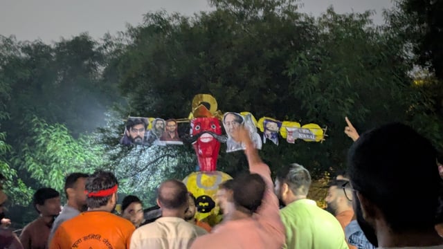 Clashes During Durga Idol Immersion At JNU; Umar Khalid's Effigy Burnt, Procession Attacked