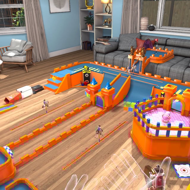 House of Golf VR, 3D models seen over rooms in a home