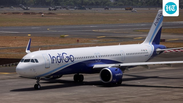 An IndiGo airlines passenger aircraft taxis on the tarmac at Chhatrapati Shivaji International airport in Mumbai.
