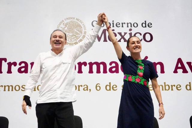 El gobernador Alfonso Durazo celebró el primer año de Gobierno de la presidenta Claudia Sheinbaum. FOTO: AGENCIA REFORMA