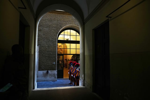 A view of the Swiss Guard Barracks at the Vatican, Thursday, Oct. 2, 2025. (AP Photo/Alessandra Tarantino)