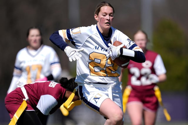 Augustana University and Concordia University players compete on April 7, 2025, in St. Paul. Minn. (AP Photo/Abbie Parr)