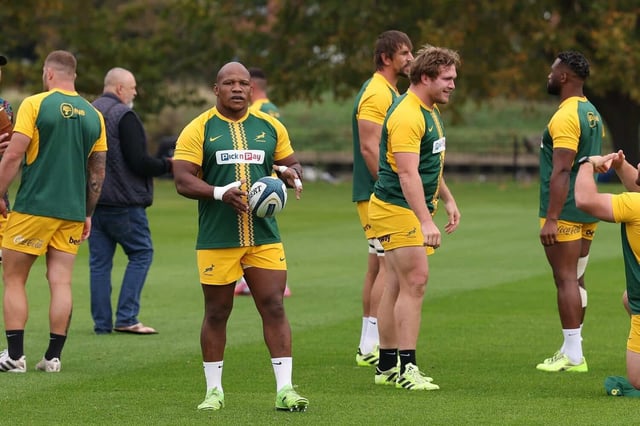Springbok hooker Bongi Mbonambi at a training session in London this week, ahead of their match against Argentina at Twickenham. Picture: David Rogers/Getty Images