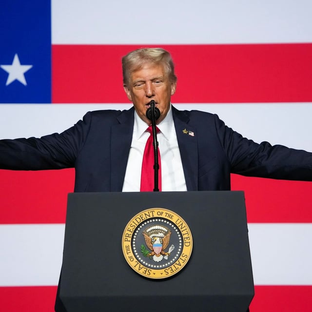 US-Präsident Donald Trump sprach am Dienstag auf der Marine Corps Base Quantico vor hochrangigen Militärkommandeuren.