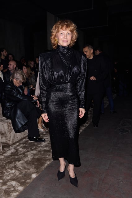 Pamela Anderson attends the Mugler Womenswear Spring/Summer 2026 show as part of Paris Fashion Week on October 02, 2025 in Paris, France.