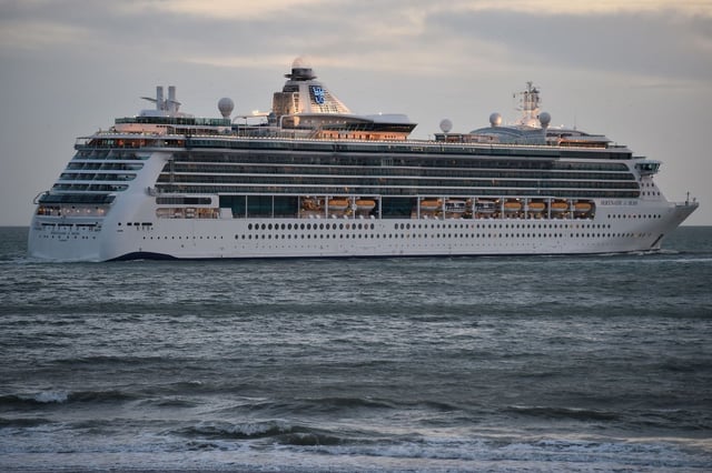Royal Caribbean Cruises liner Serenade of the Seas leaves the access channel from Le Havre harbour, northern France, on May 8, 2019. (Photo by JEAN-FRANCOIS MONIER / AFP)        (Photo credit should read JEAN-FRANCOIS MONIER/AFP via Getty Images)