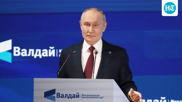 Russia's President Vladimir Putin delivers a speech during the Valdai Discussion Club annual international conference in Sochi, Russia.
