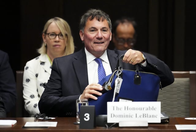 Dominic LeBlanc President of the King’s Privy Council for Canada and Minister responsible for Canada-U.S. Trade, Intergovernmental Affairs, Internal Trade and One Canadian Economy appears as a witness at a Senate Committee on Foreign Affairs and International Trade at the Senate Building in Ottawa on Thursday, Oct. 2, 2025. THE CANADIAN PRESS/Sean Kilpatrick
