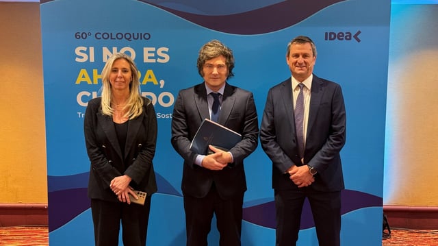 Javier Milei durante su presencia en el Coloquio 2024.