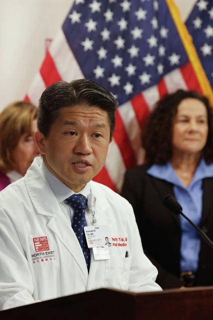 Kenneth Tai, chief health officer at North East Medical Services, discusses the government shutdown's impact on health care access on Oct. 2, 2025 in San Francisco.