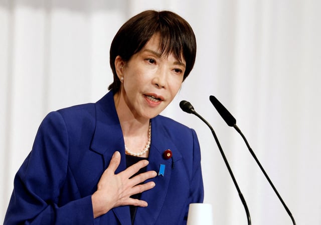Japan's former internal affairs minister Sanae Takaichi delivers a speech at the kick-off of the campaign for the LDP presidential election in Tokyo, Japan, September 22, 2025. Franck Robichon/Pool via REUTERS