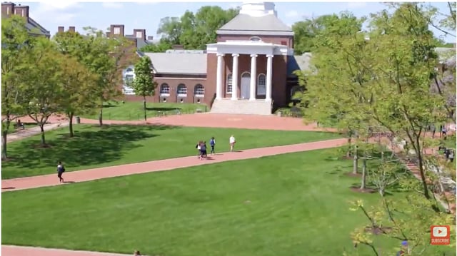 The University of Delaware campus on a sunny day.
