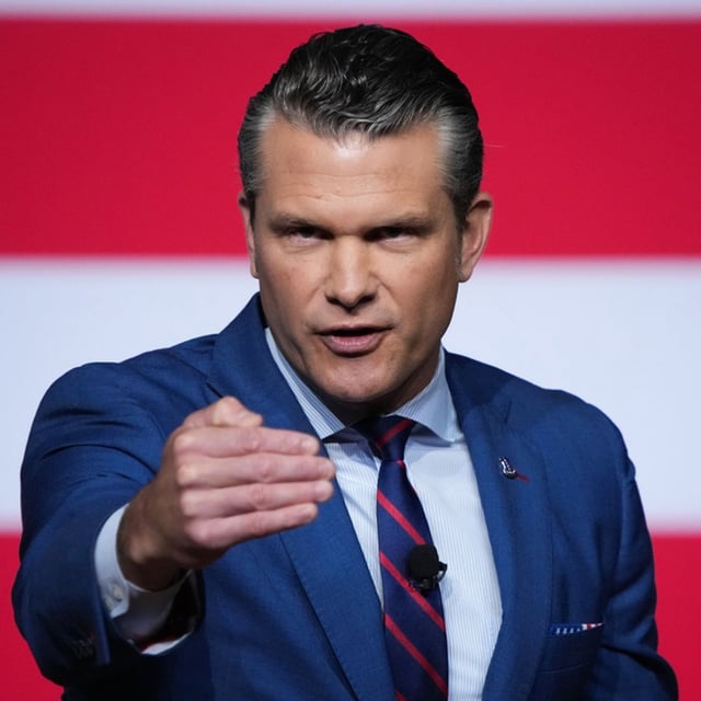 Secretary of Defense Pete Hegseth speaks to senior military leaders at Marine Corps Base Quantico, Tuesday, Sept. 30, 2025 in Quantico, Va.  (Andrew Harnik/Pool via AP)