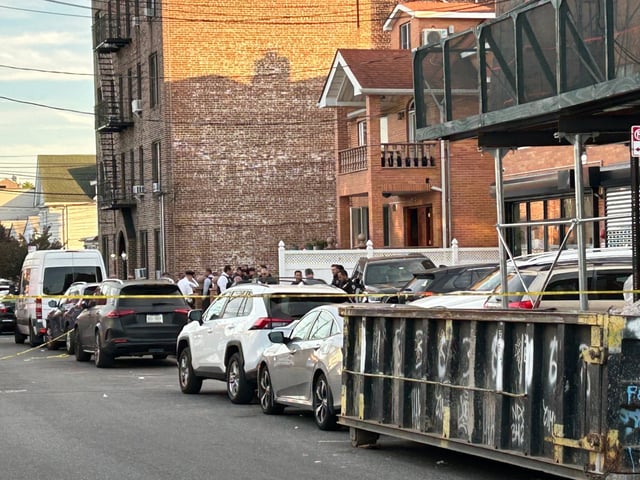 The scene where a 27-year-old man stabbed his 50-year-old mother to death before turning the knife on a 17-year-old and himself inside 45-18 Smart St in Flushing,  Queens on October 2, 2025. (Kerry Burke/NYDN)