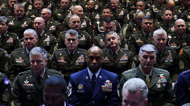 enior military leaders look on at Marine Corps Base Quantico on September 30. Photo: Alex Wong/Getty Images