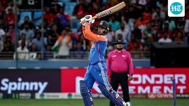 India's Abhishek Sharma watches the ball after playing a shot during the Asia Cup 2025 Super Four.