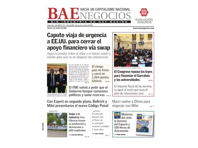 La tapa de BAE Negocios