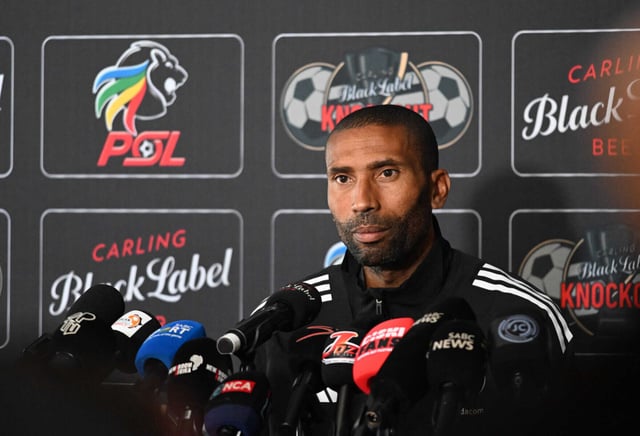 Abdeslam Ouaddou coach of Orlando Pirates FC during the 2025 Carling Knockout Cup Last 16 Press Conference at SAB ABInbev Africa Headquarters in Sandton on Thursday. Photo: Sydney Mahlangu /BackpagePix