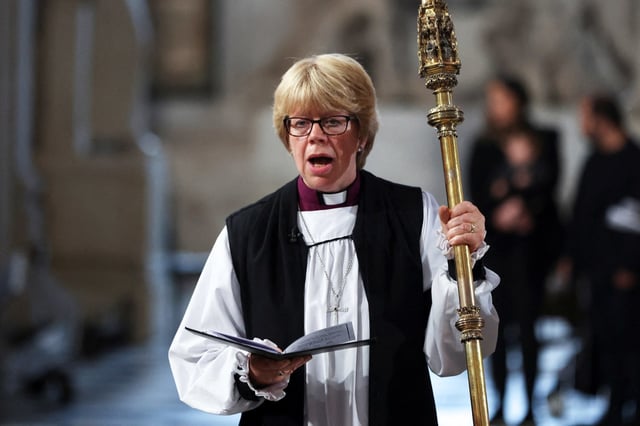 The Bishop of London Sarah Mullally participates in a service of prayer and reflection, following the passing of Britain's Queen Elizabeth, at St Paul's Cathedral on September 9, 2022 in London, England. 