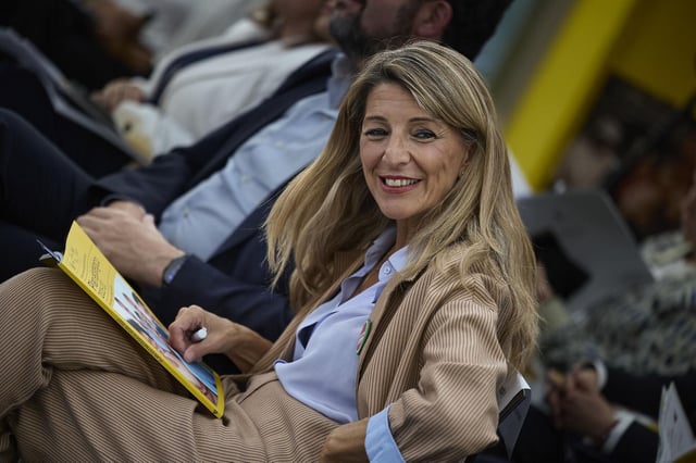 La vicepresidenta segunda y ministra de Trabajo y Economía Social, Yolanda Díaz, este jueves en un acto.