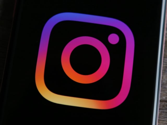 Instagram logo on a phone