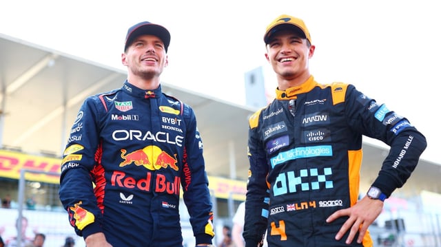 Norris, right, says Verstappen is one of the greatest F1 drivers of all time
