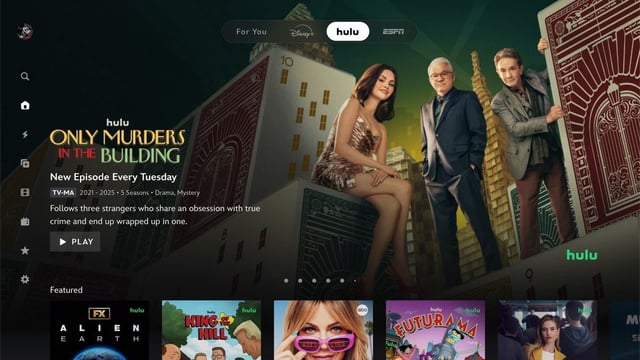 La nueva interfaz de Disney+, reemplazando Star por Hulu