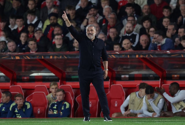 Soccer Football - UEFA Europa League - Nottingham Forest v FC Midtjylland - The City Ground, Nottingham, Britain - October 2, 2025 Nottingham Forest manager Ange Postecoglou reacts REUTERS/David Klein/File Photo