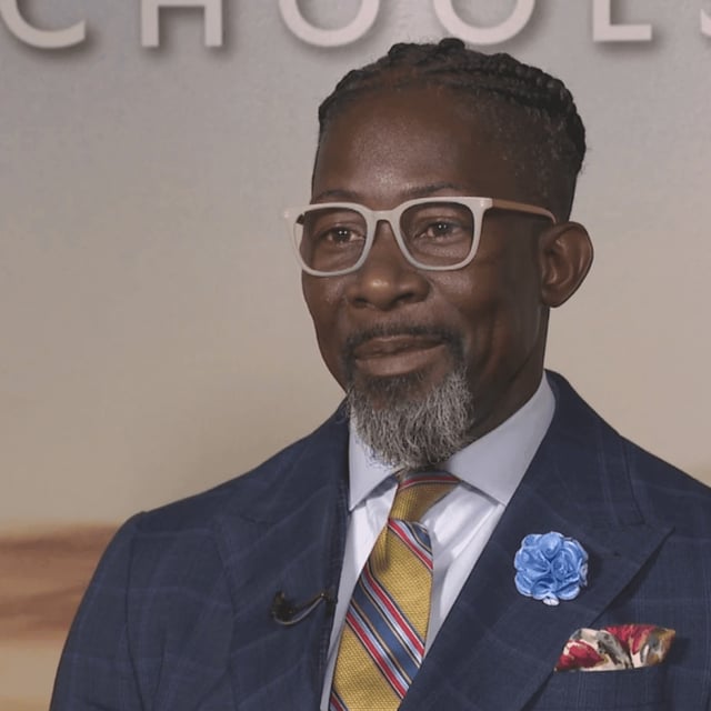 This photo provided by WOI Local 5 News in September 2025 shows Des Moines schools Superintendent Ian Roberts. (WOI Local 5 News via AP)