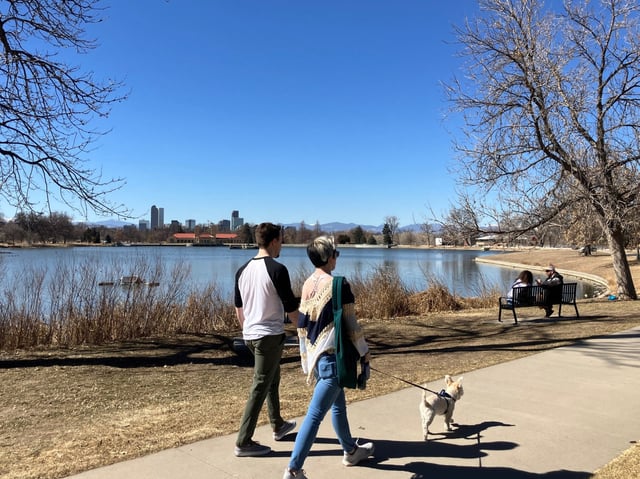 People take advantage of warm, sunny weather at City Park in Denver on Friday, Feb. 28, 2025. (Photo By Patrick Traylor/The Denver Post)