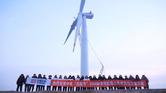 China assembled the world’s largest single-unit floating offshore wind power system.