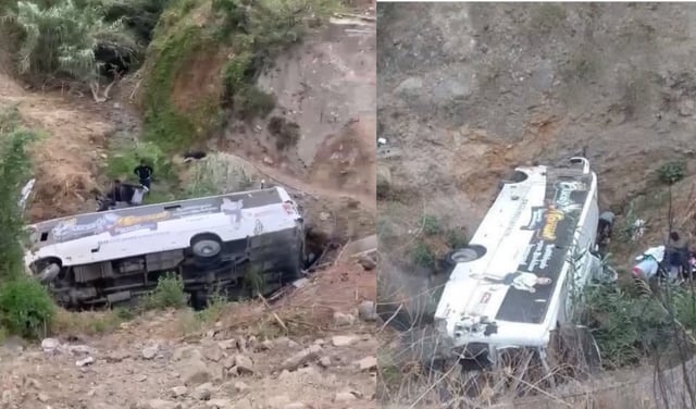 Bus de la orquesta musical “Oscar Manuel y su historia romántica” se despista y cae a un precipicio en ruta Canta-Huayllay
