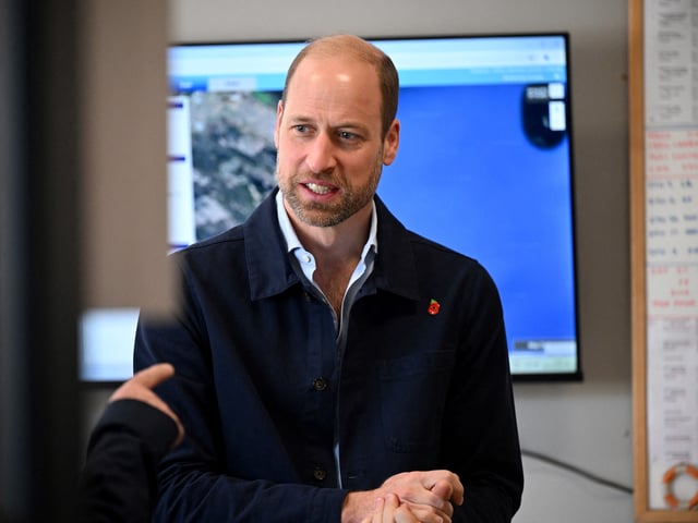 Prince William, Prince of Wales, visits Simon's Town Harbour to meet with volunteers of the National Sea Rescue Institute (NSRI) on November 07, 2024 in Cape Town, South Africa. Victoria Jones/Pool via REUTERS
