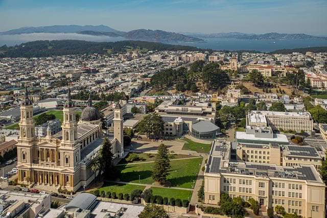 An aerial view of the University of San Francisco.