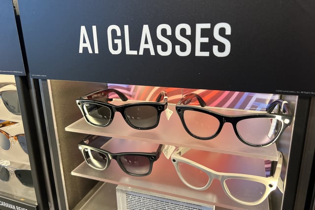 Meta Ray-Ban AI glasses are on display in San Francisco on July 12, 2025. 