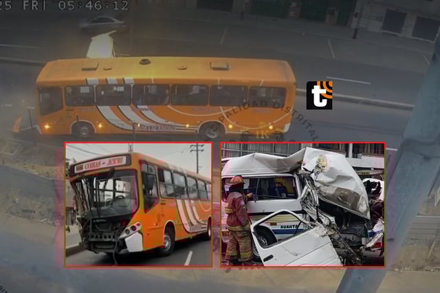 TROME - Reportan 11 heridos tras choque de bus y combi.