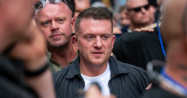 Tommy Robinson at the 'Unite The Kingdom' rally in London in September. Getty Images