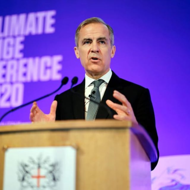 Mark Carney makes a keynote address for the 26th UN Climate Change Conference of the Parties, or COP26, in London in February of 2020.
