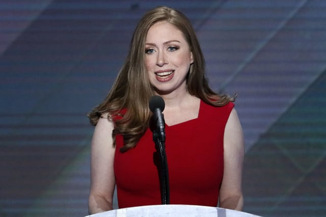 A description of Chelsea Clinton's new health podcast reads in part: "Navigate this chaotic time with public health expert Dr. Chelsea Clinton, who every week talks to doctors, dietitians, parenting experts and more to expose pseudoscience and help us sort fact from fiction.” (J. SCOTT APPLEWHITE/AP FILE)